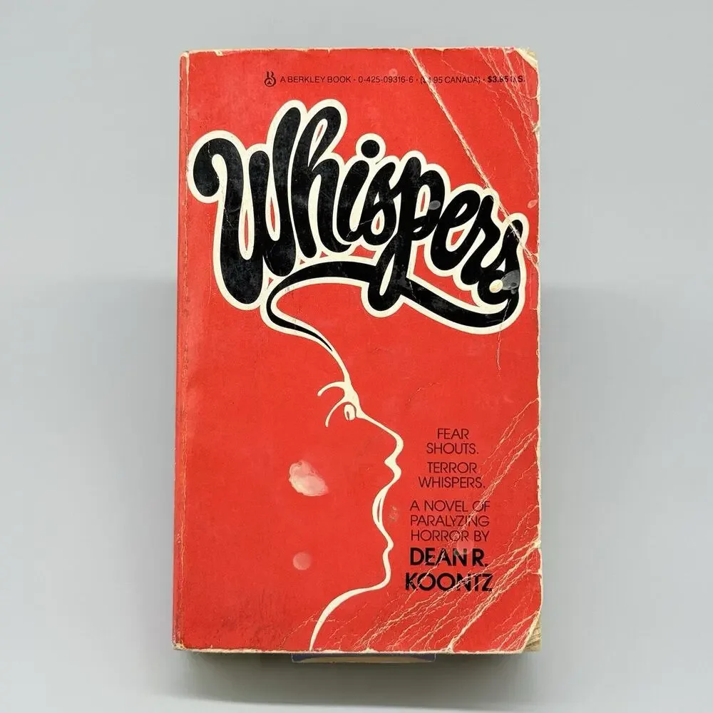 Whispers by Dean R Koontz Vintage Paperback Book Berkley Edition 1981 Red Cover
